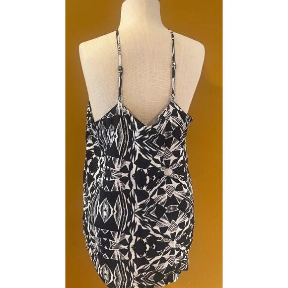 Jessica Simpson Blouse Top Womens XL Black White Geo Print Spaghetti Halter - Picture 5 of 8